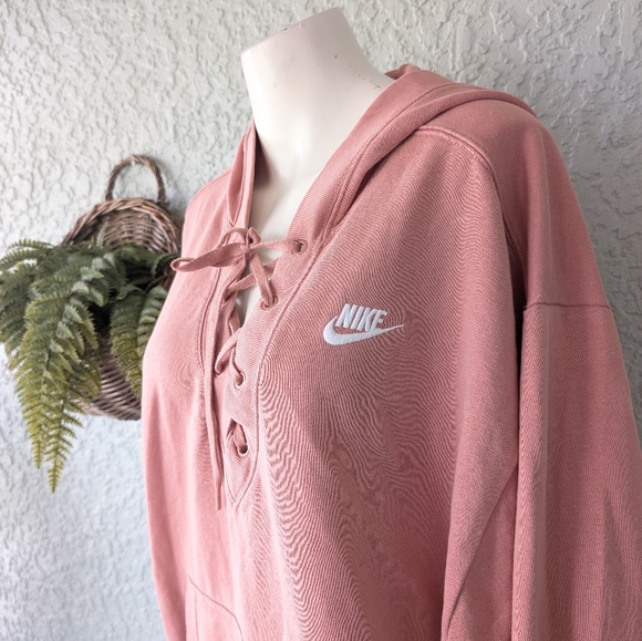 Nike lace up oversized hoodie women's size m - Picture 3 of 9